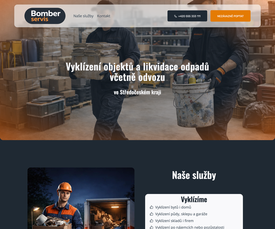 Bomber servis — web pro firmu