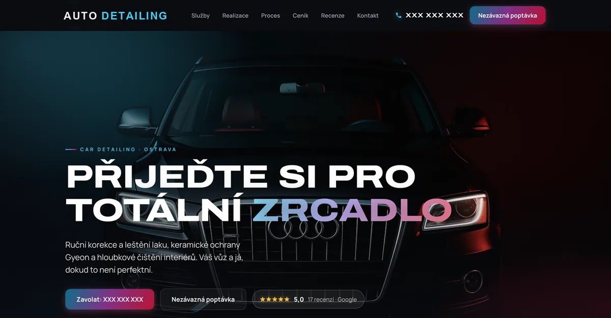 Návrh webu pro auto detailing